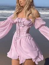 Langärmliges Korsett-Minikleid
